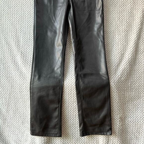 AFRM Pants 28 Black Heston Faux Leather High Rise Straight Leg 5 Pockets Lined - Picture 4 of 15